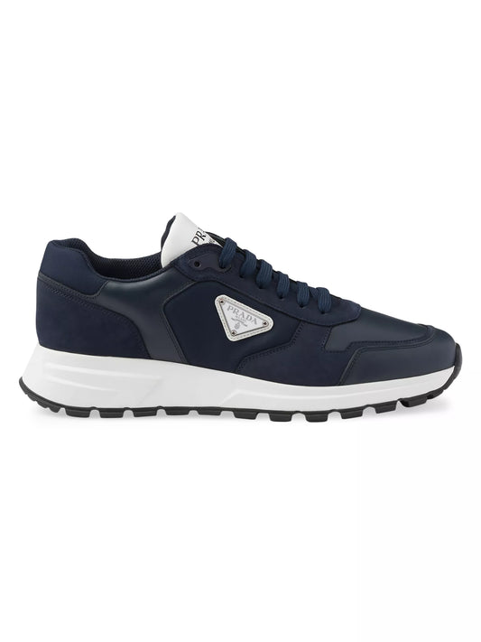 Prada  Nubuck and Re-Nylon High-Top Sneakers