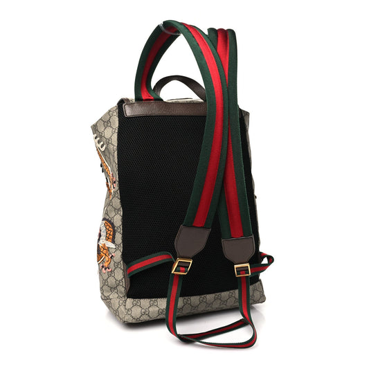 Gucci  Soft GG Supreme Monogram Courrier Web Double Buckle Backpack Beige New Acero
